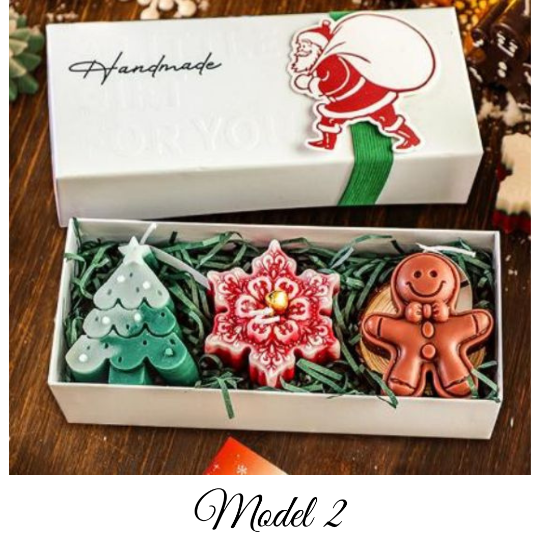 Handmade božićni set – 3 dekorativne svijeće u poklon kutiji KIKY STORE