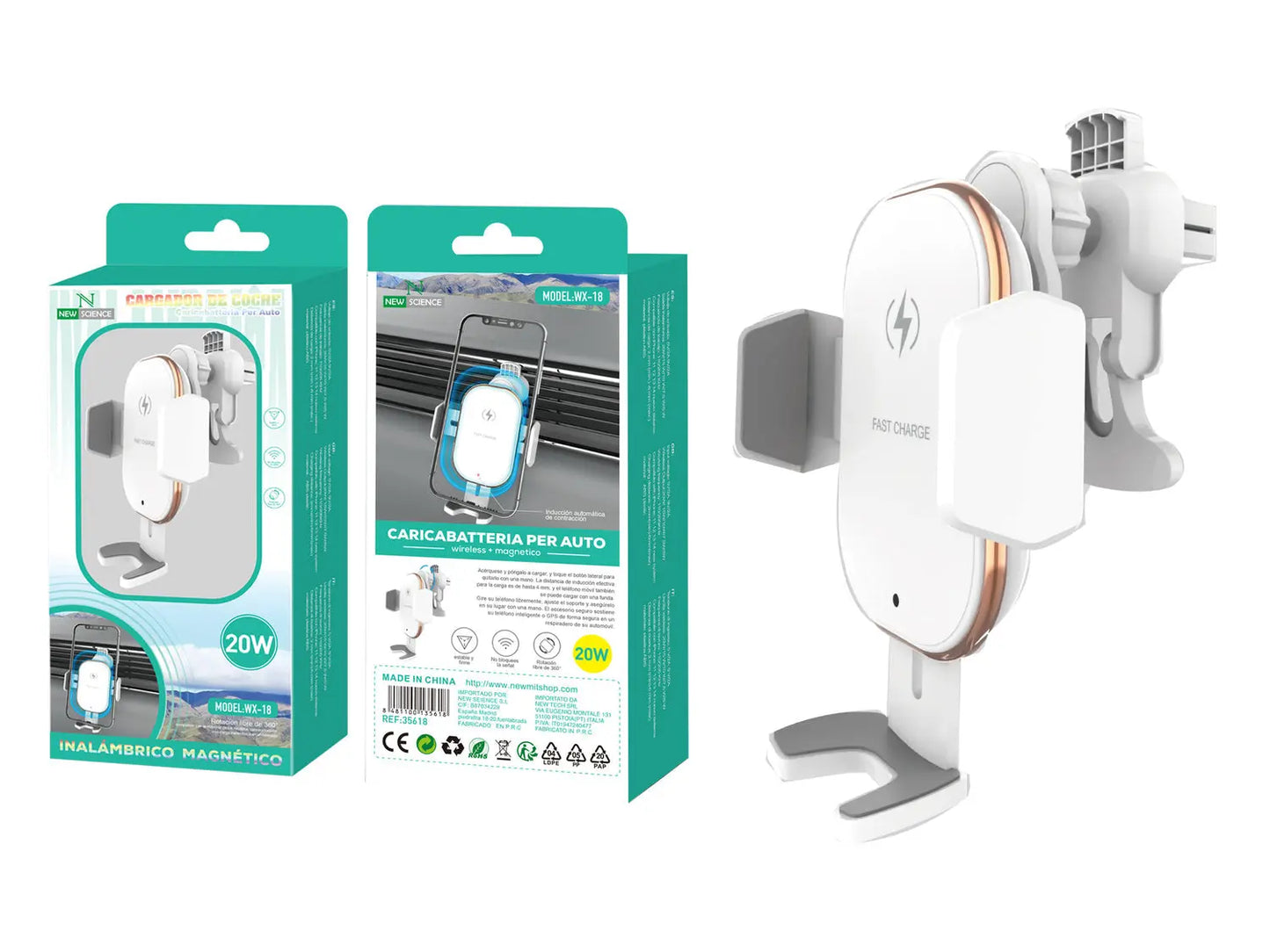 Punjač auto magnetni sa Carga WX-18 Bijeli - KIKY STORE