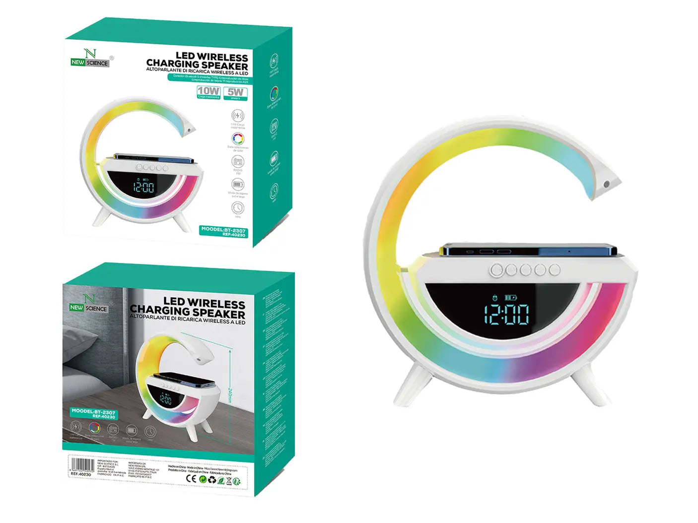 ZVUČNIK LED SA BEŽIČNIM PUNJENJEM I SATOM - KIKY STORE