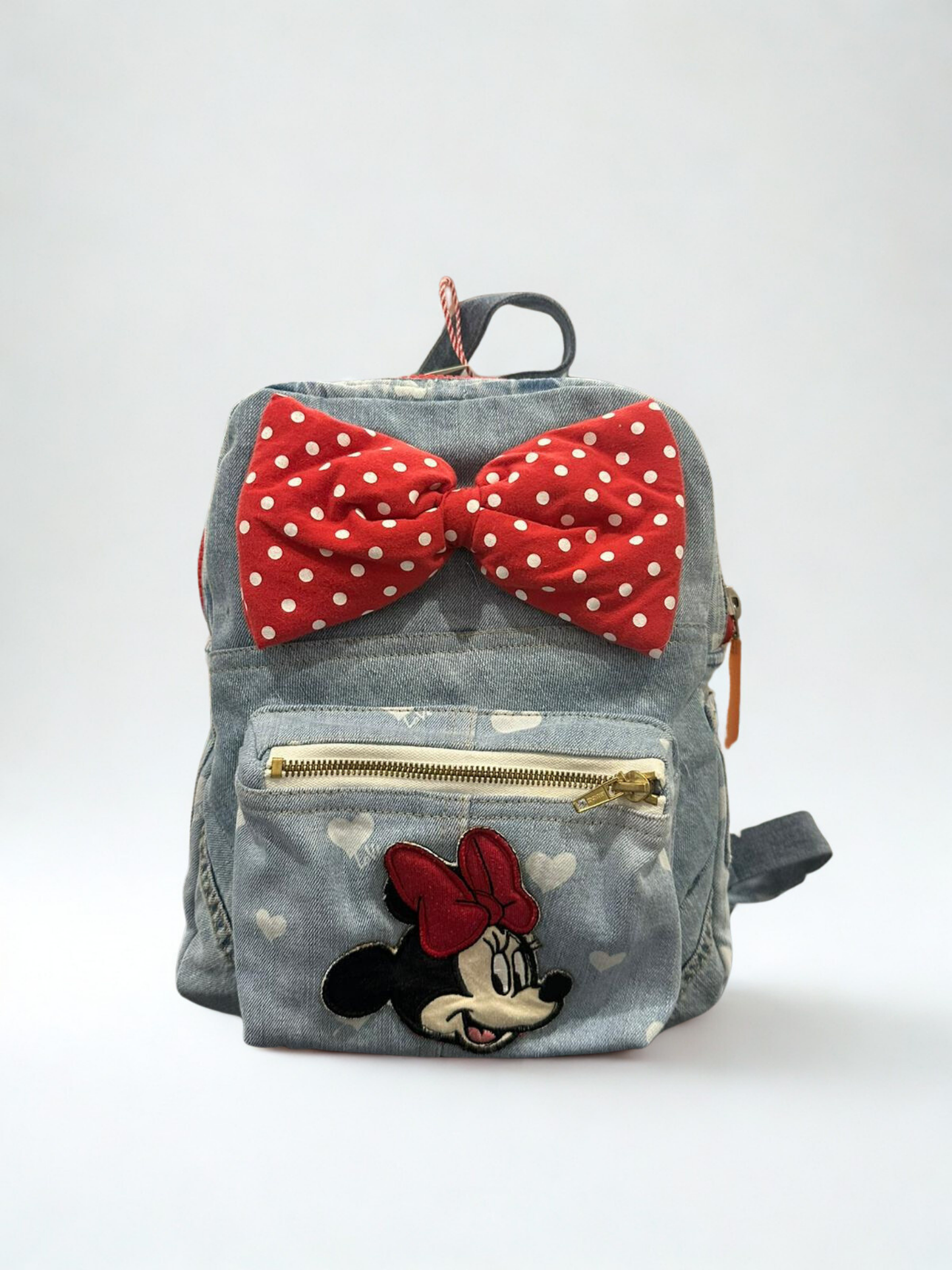 Denim ruksak “Polka Minnie” – ručni rad, KIKY STORE