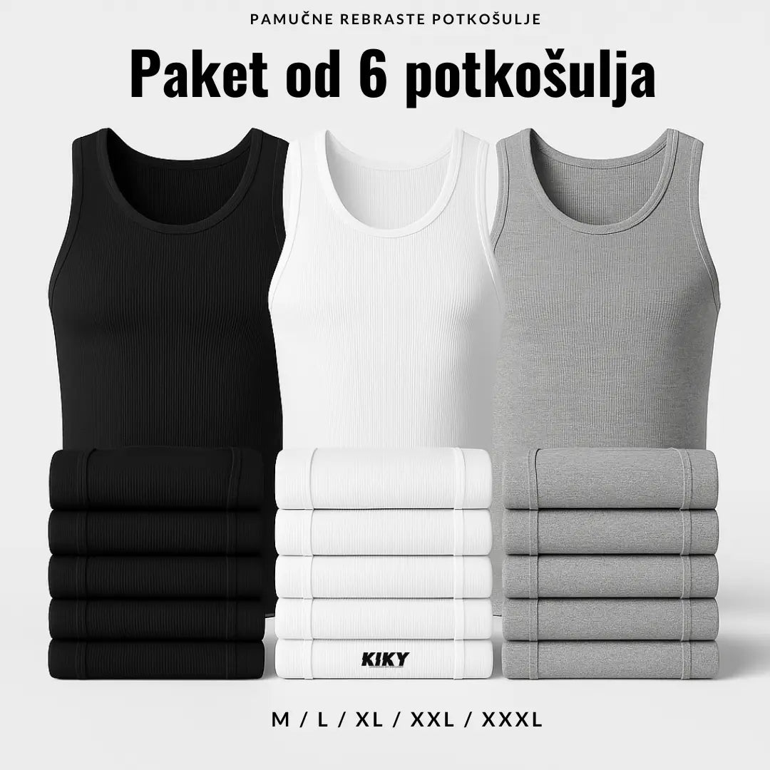 Muške rebraste potkošulje 6kom - KIKY STORE