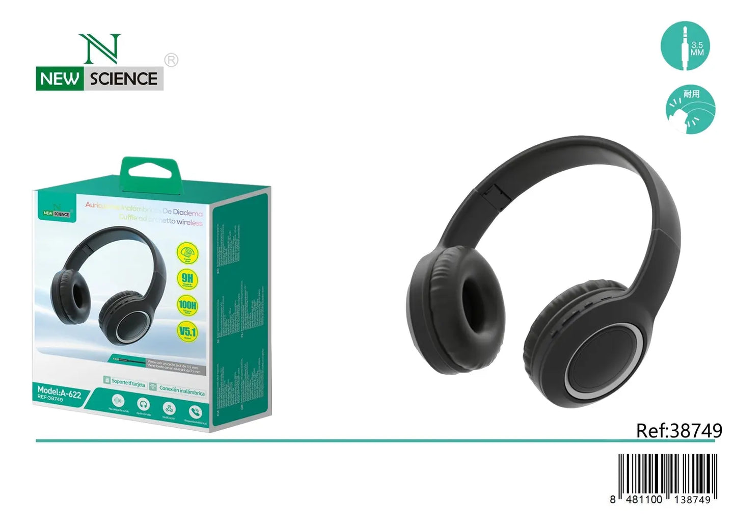 Bežične Slušalice A-622 – Crne - KIKY STORE