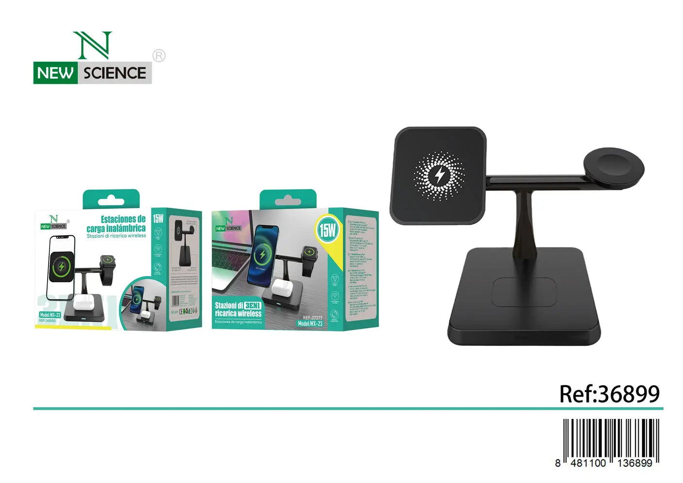 Baza za punjenje 3u1 WX-23 Crna - KIKY STORE