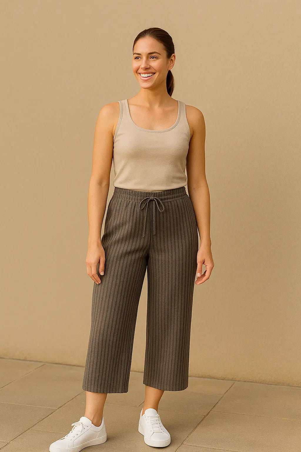 Pamučne rebraste culotte hlače - KIKY STORE