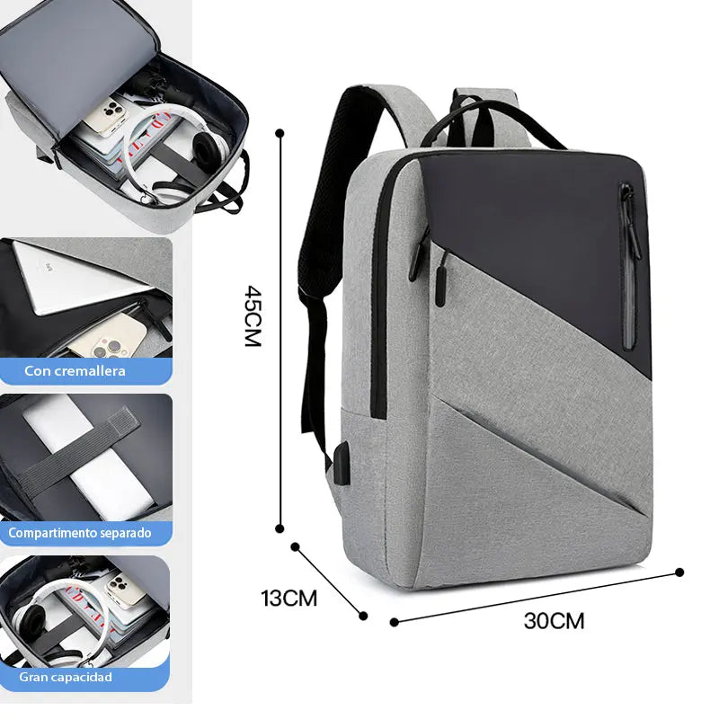 Ruksak za laptop 15.6" s USB priključkom – Model M1331- sivi - KIKY STORE