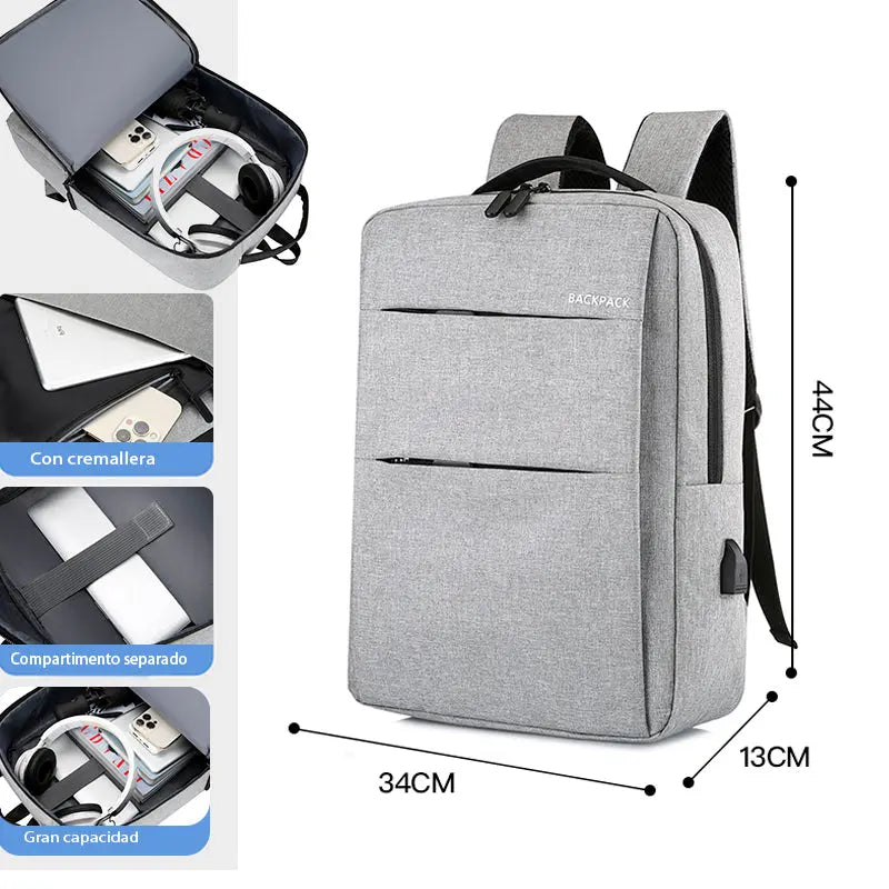 Ruksak za laptop 15.6" s USB priključkom - Siva (Model 1903) - KIKY STORE