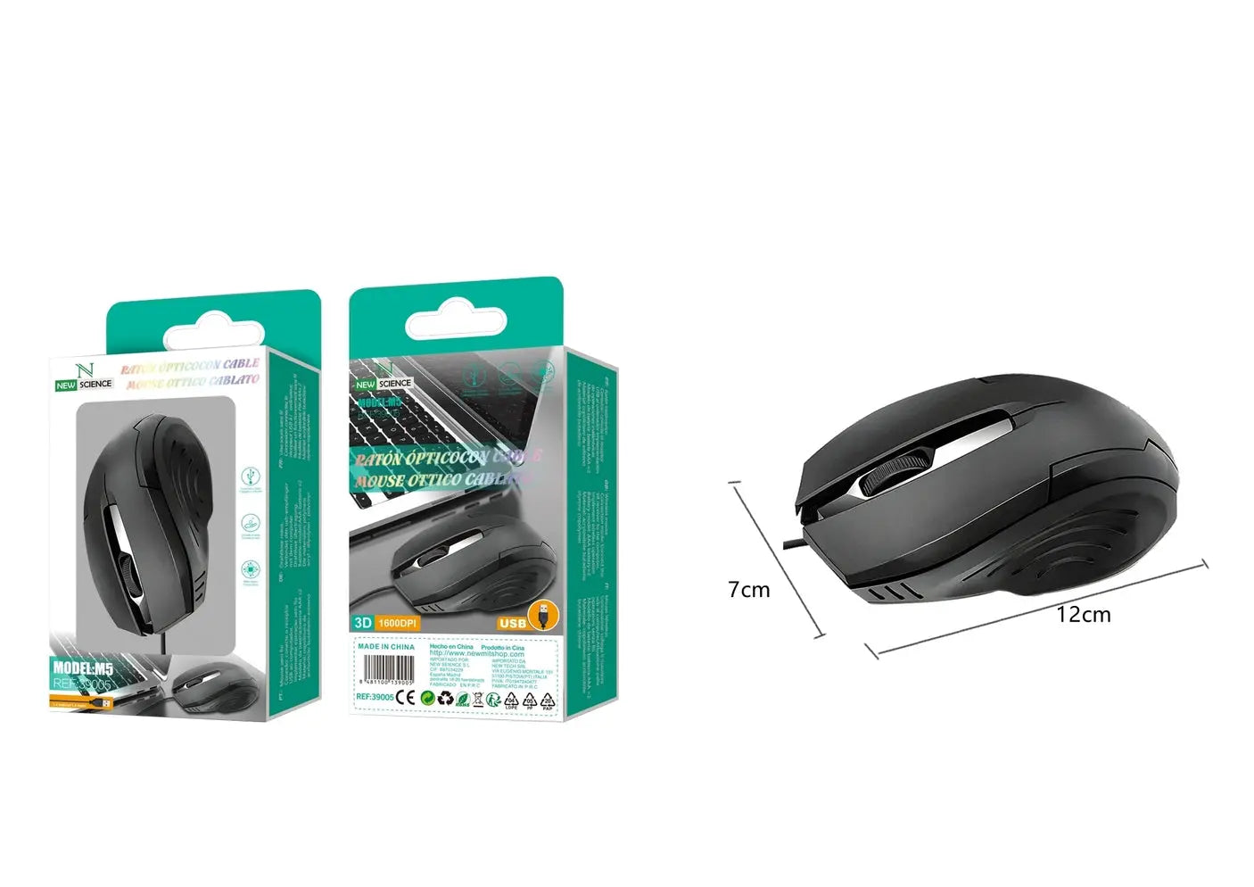 Miš sa kabelom M5 Crni - KIKY STORE