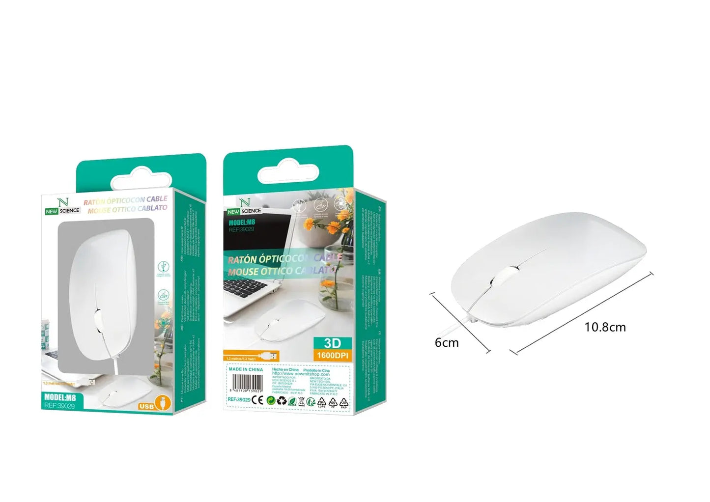 Miš sa kabelom M8 Bijeli - KIKY STORE