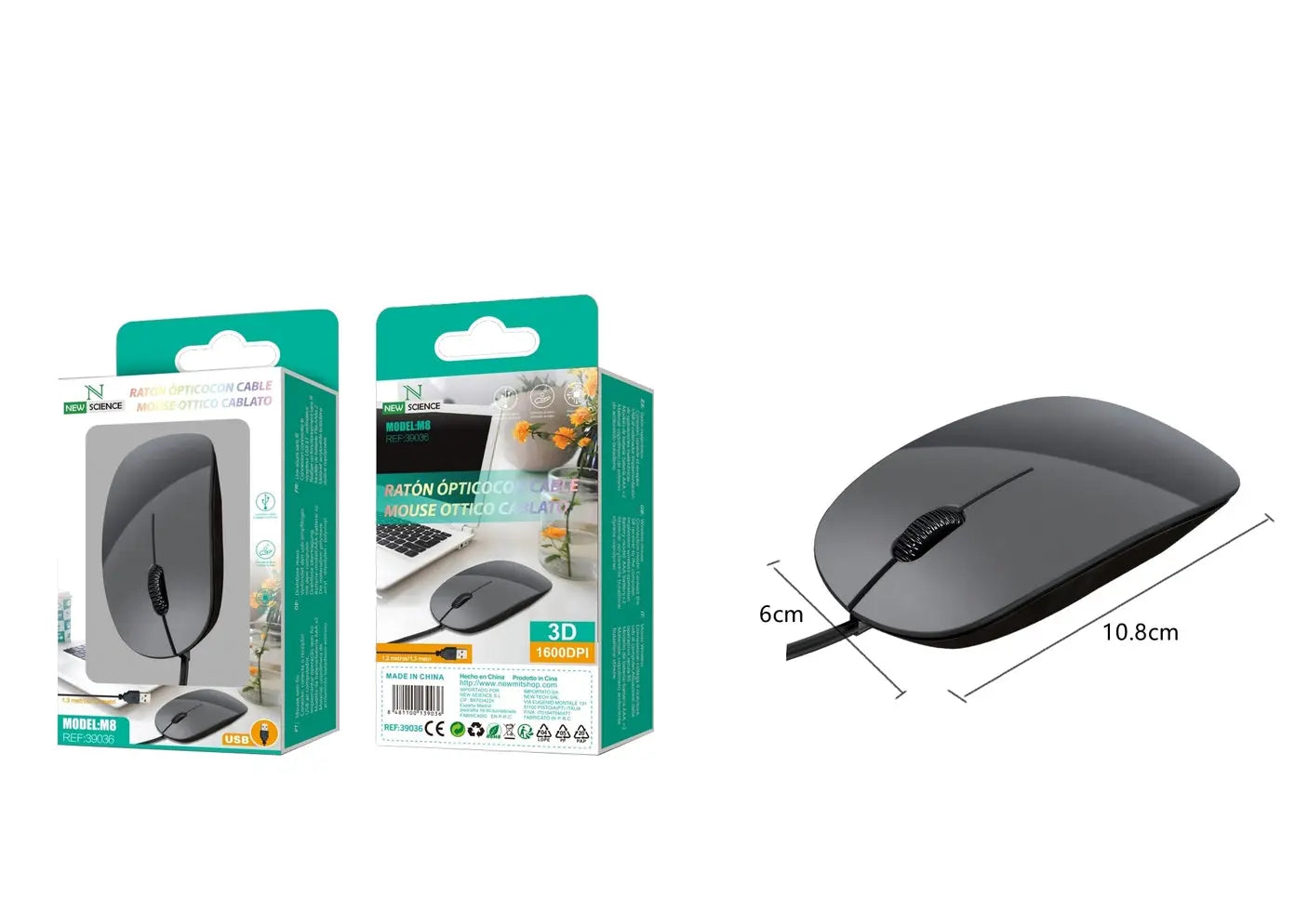 Miš sa kabelom M8 Crni - KIKY STORE
