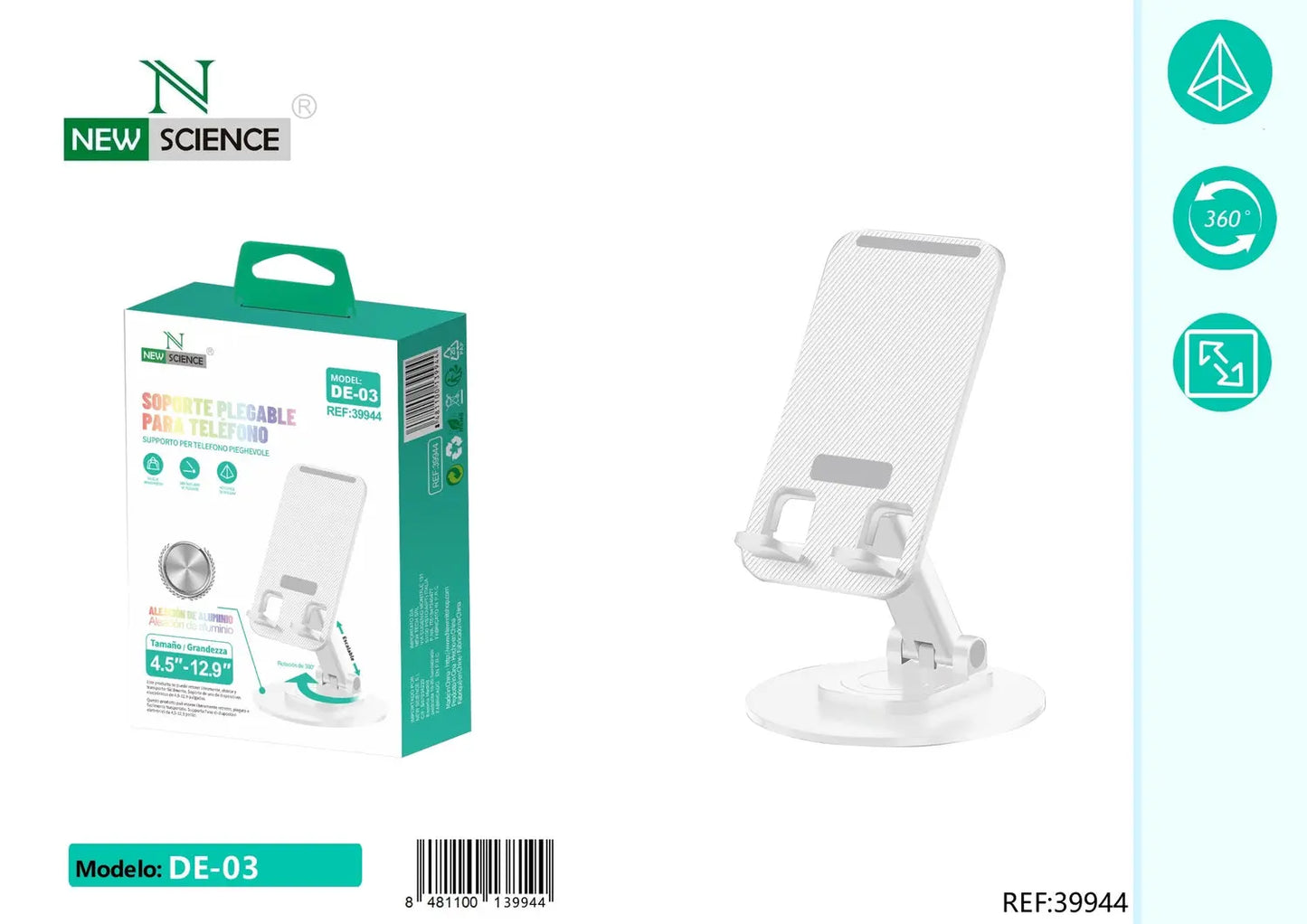 Držač za mobitel / TABLET - Podesivi stolni stalak DE-03 BIJELI - KIKY STORE