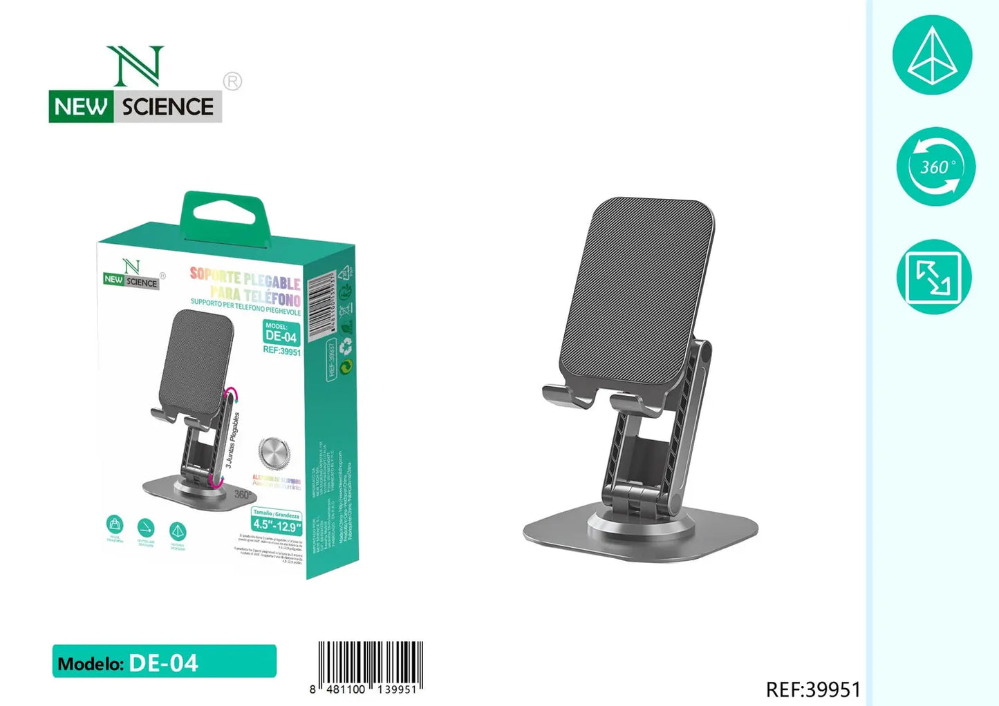 Držač za mobitel - Podesivi stolni stalak DE-04 CRNI - KIKY STORE