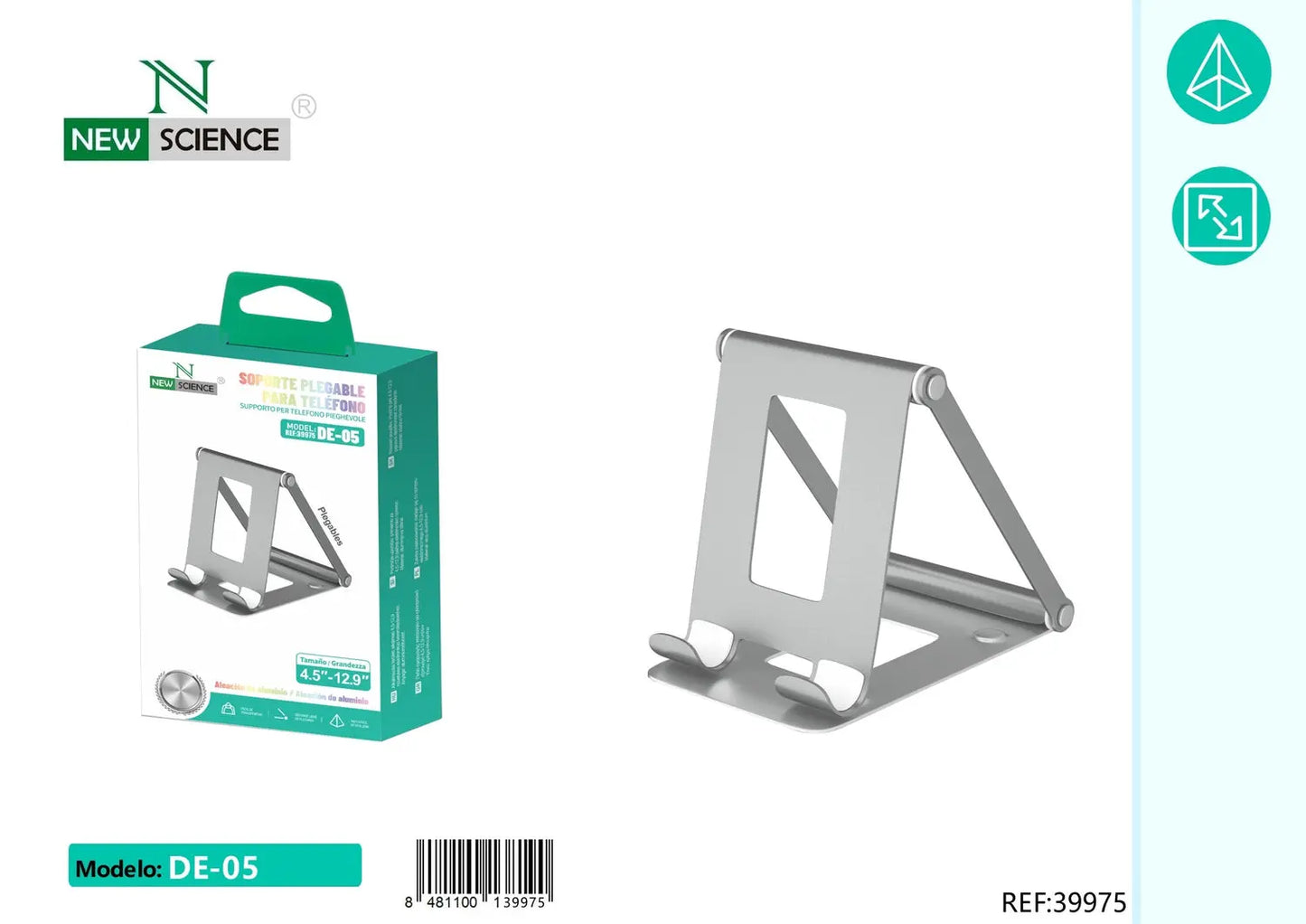 Držač za mobitel - Aluminijski sklopivi stalak DE-05 SILVER - KIKY STORE