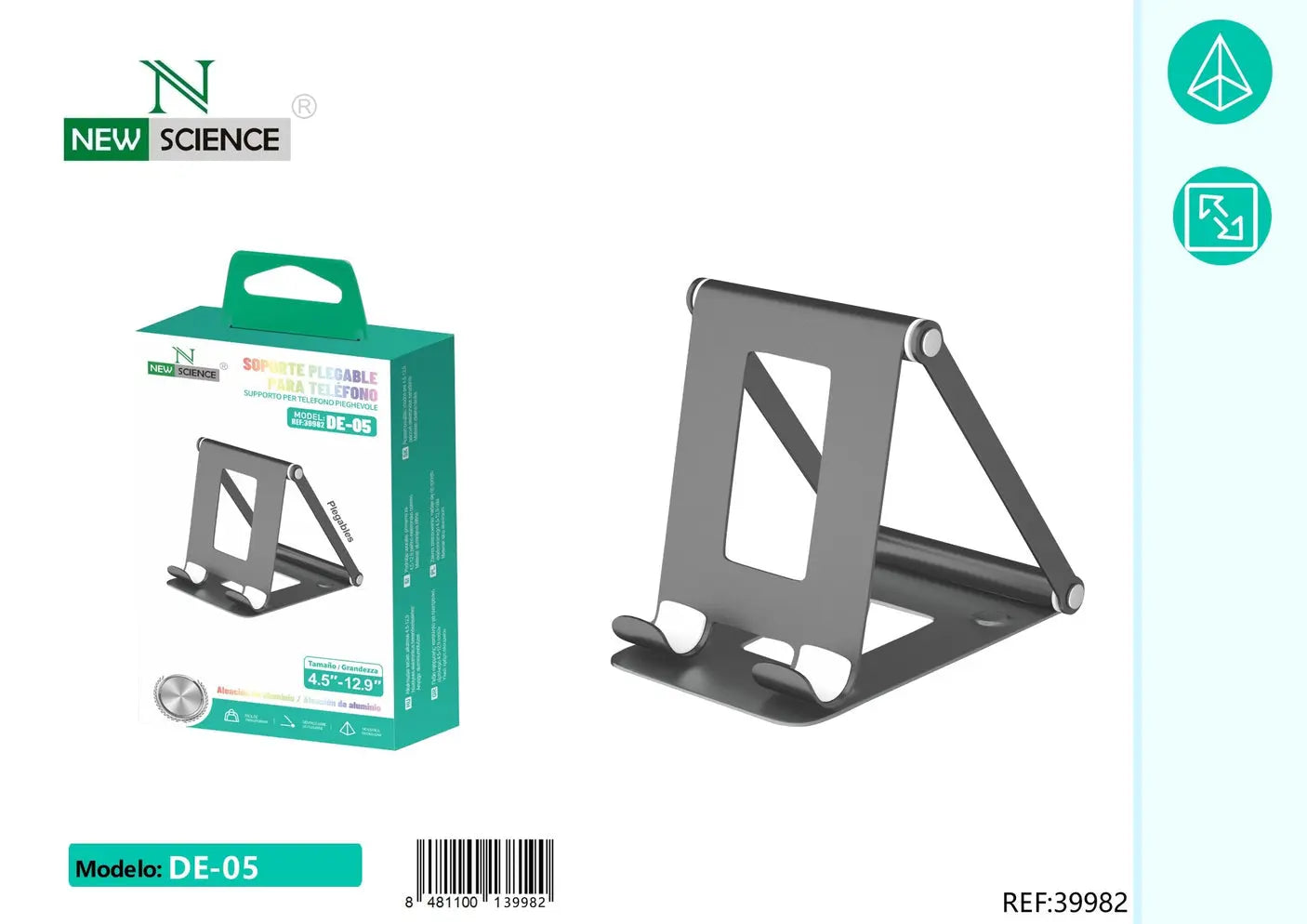 Držač za mobitel - Aluminijski sklopivi stalak DE-05 GREY - KIKY STORE
