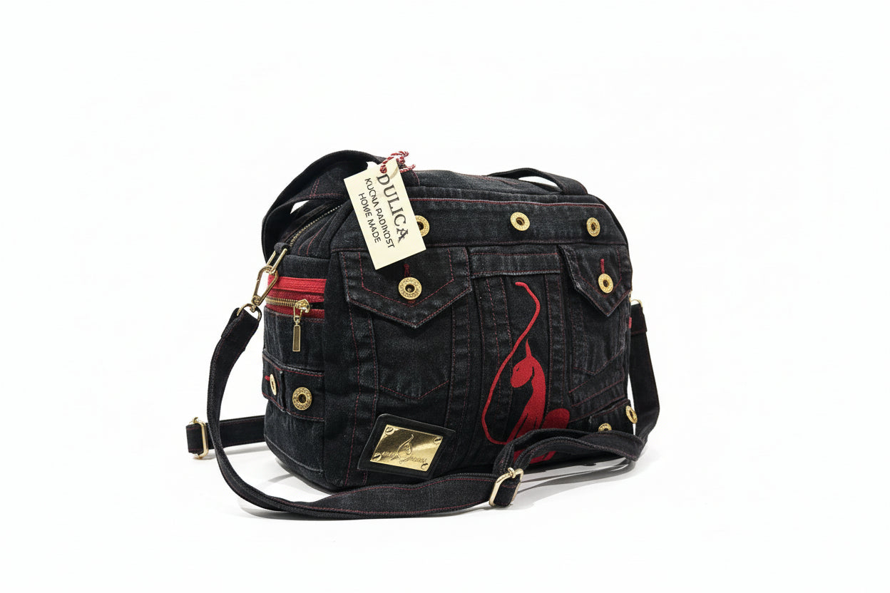 Denim torba “Crni Jeans & Crveni detalji KIKY STORE