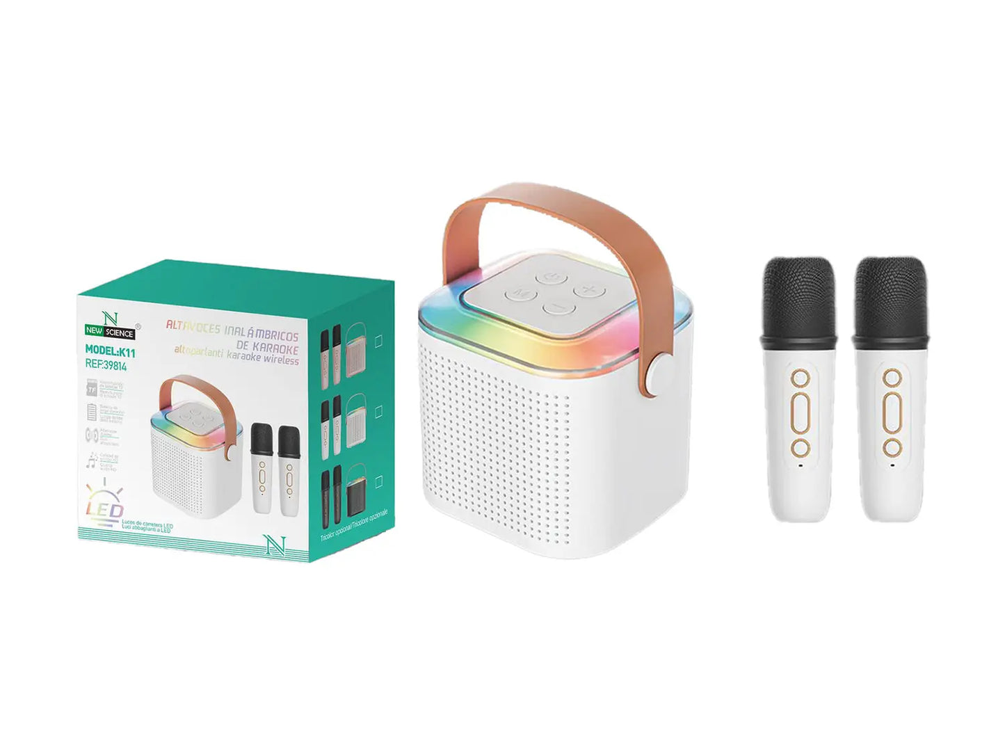 ZVUČNIK SA DVA MIKROFONA K11 BIJELA - KIKY STORE