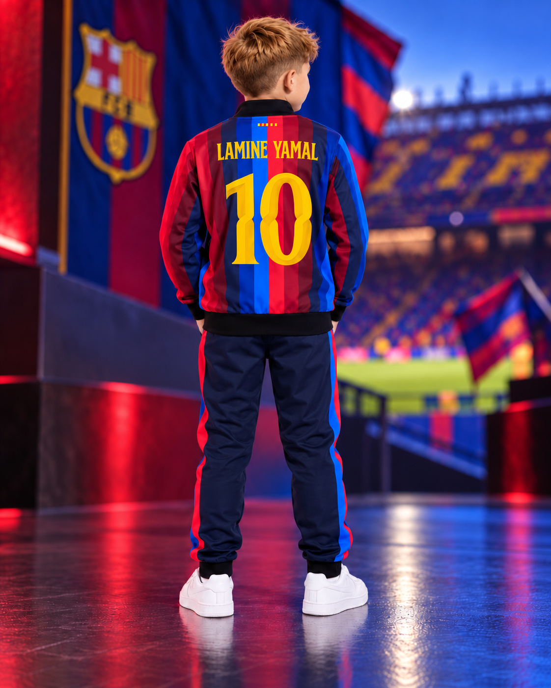 Dječja Barcelona trenirka Lamine Yamal 10 – novi dječji model, fotografija straga s natpisom Lamine Yamal 10