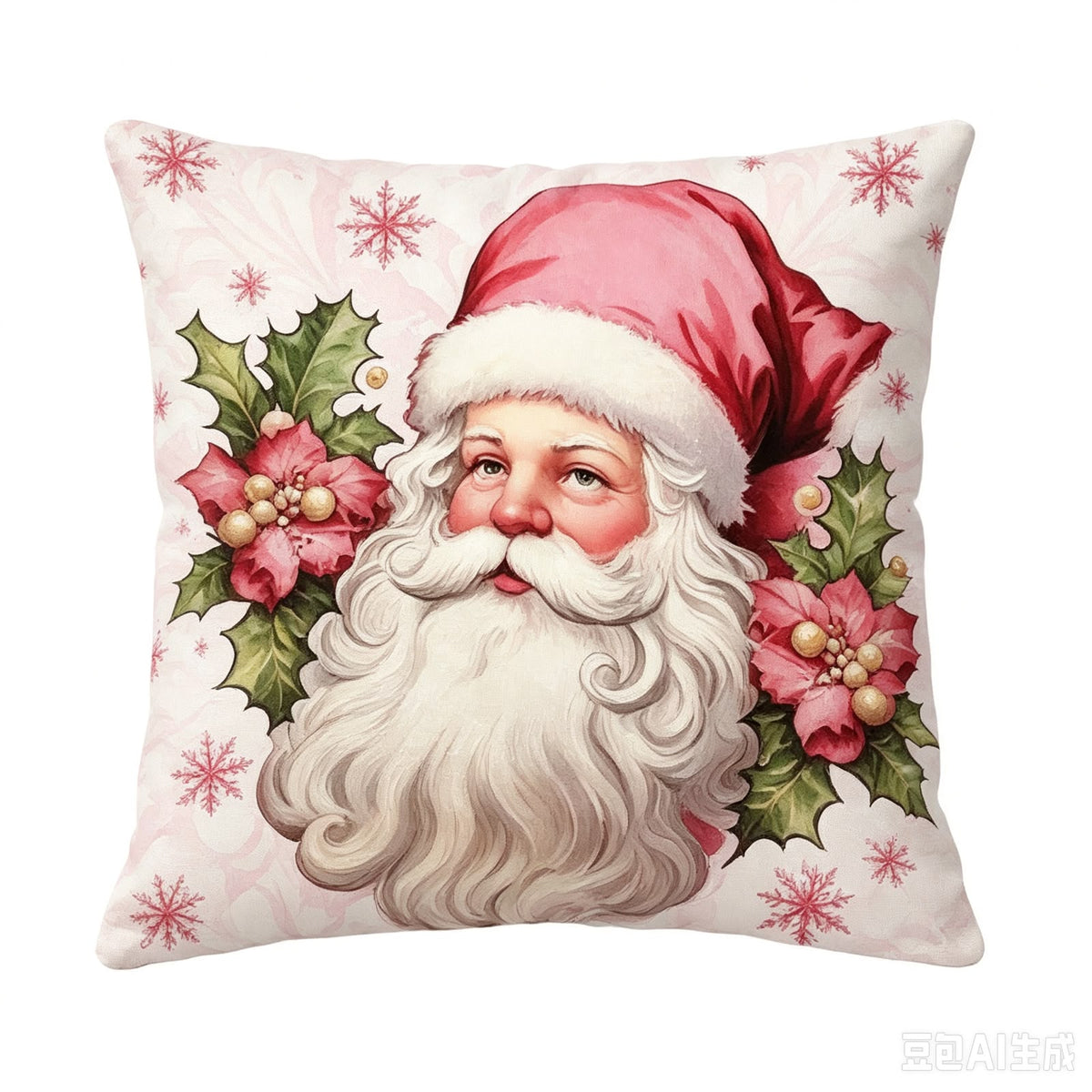 Božićne jastučnice Ružičasta čarolija 45 × 45 cm – Djed Božićnjak