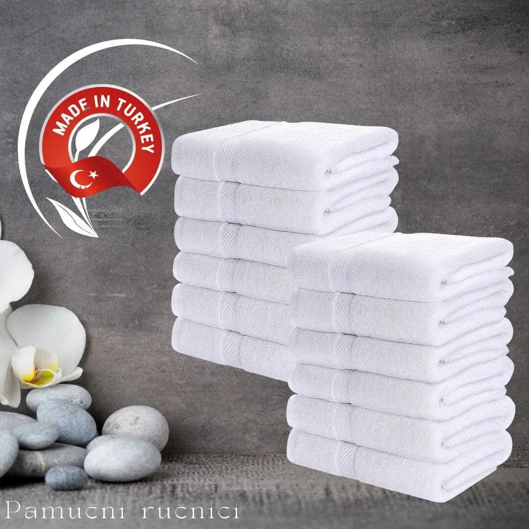 Bijeli Pamučni ručnici KIKY STORE 90x50 cm / 12 komada