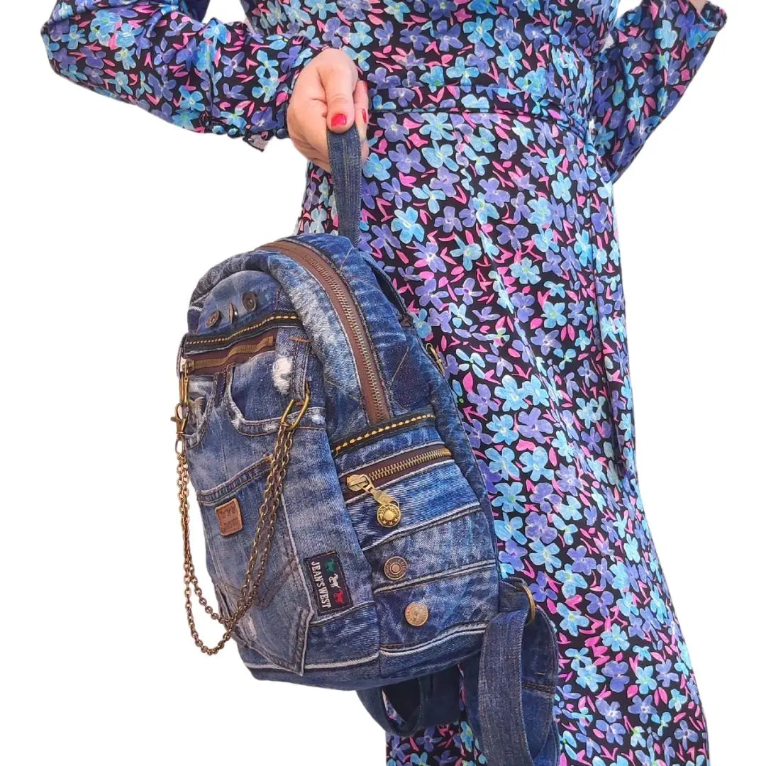 HANDMADE Recycled denim ruksak 3 KIKY STORE