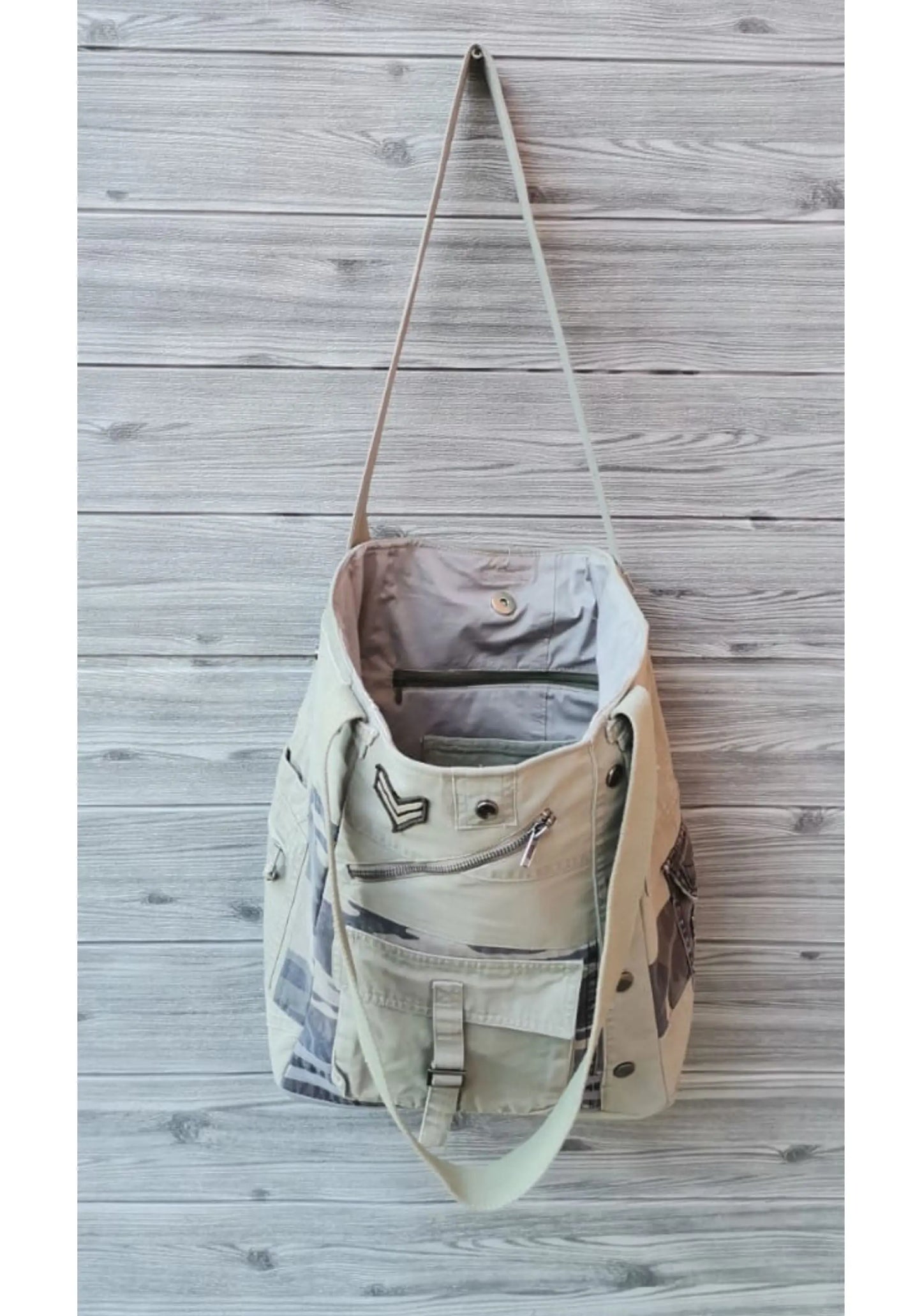 HANDMADE Recycled denim torba- MILITARY KIKY