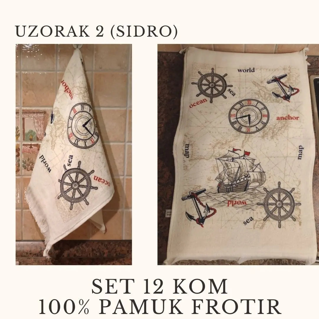 Kuhinjski ručnici MELIH (100% pamuk Frotir) set 12 komada KIKY STORE 2