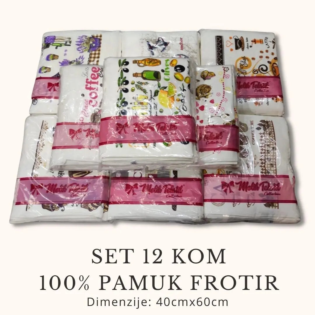 Kuhinjski ručnici MELIH (100% pamuk Frotir) set 12 komada KIKY STORE