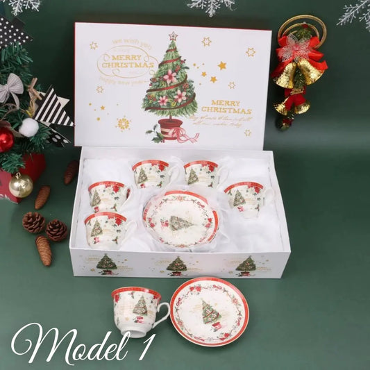 Božićni set od 6 šalica i 6 tanjurića – 100 ml KIKY STORE