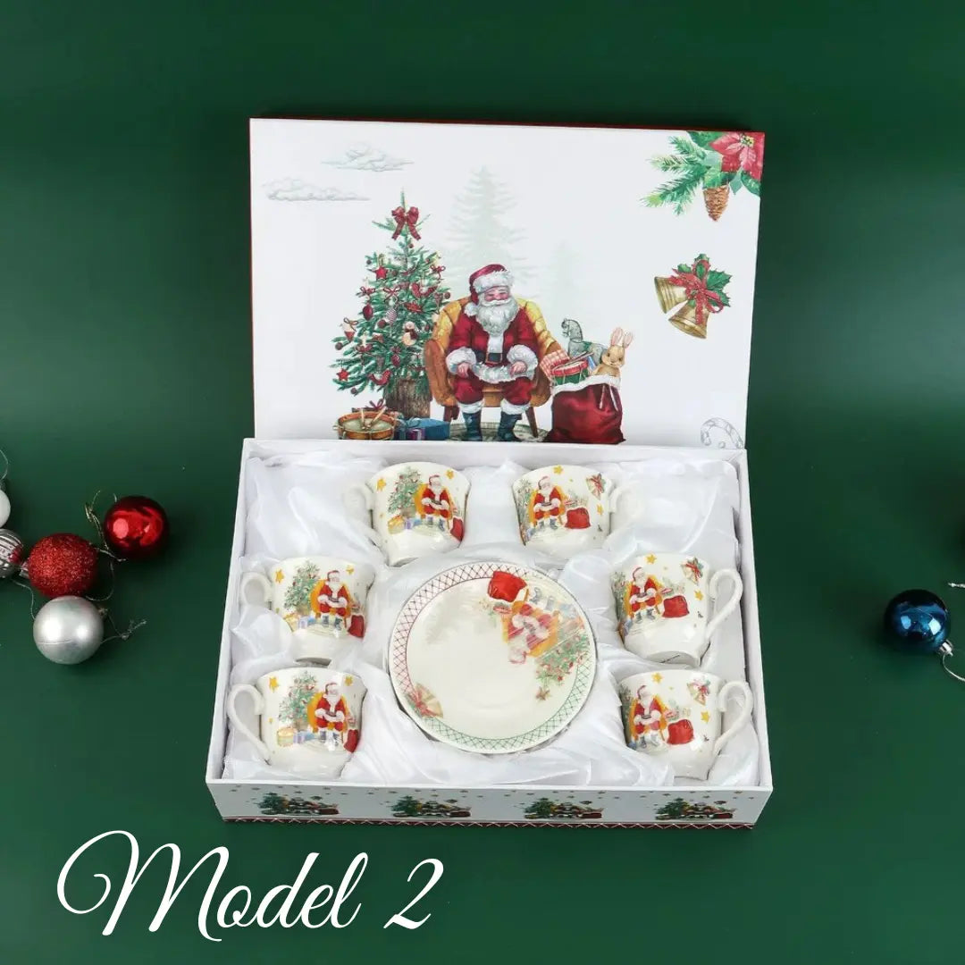 Božićni set od 6 šalica i 6 tanjurića – 100 ml KIKY STORE