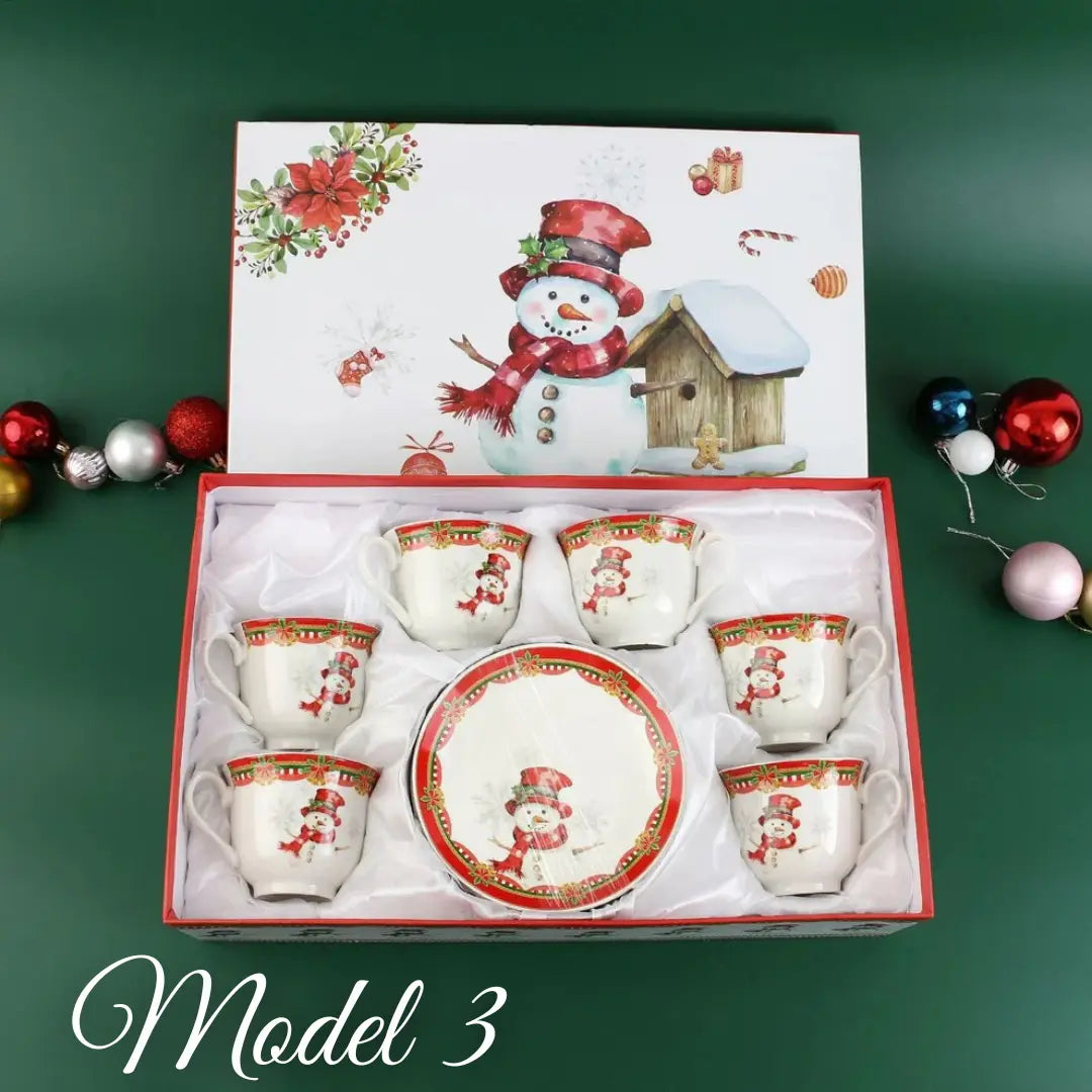 Božićni set od 6 šalica i 6 tanjurića – 100 ml KIKY STORE