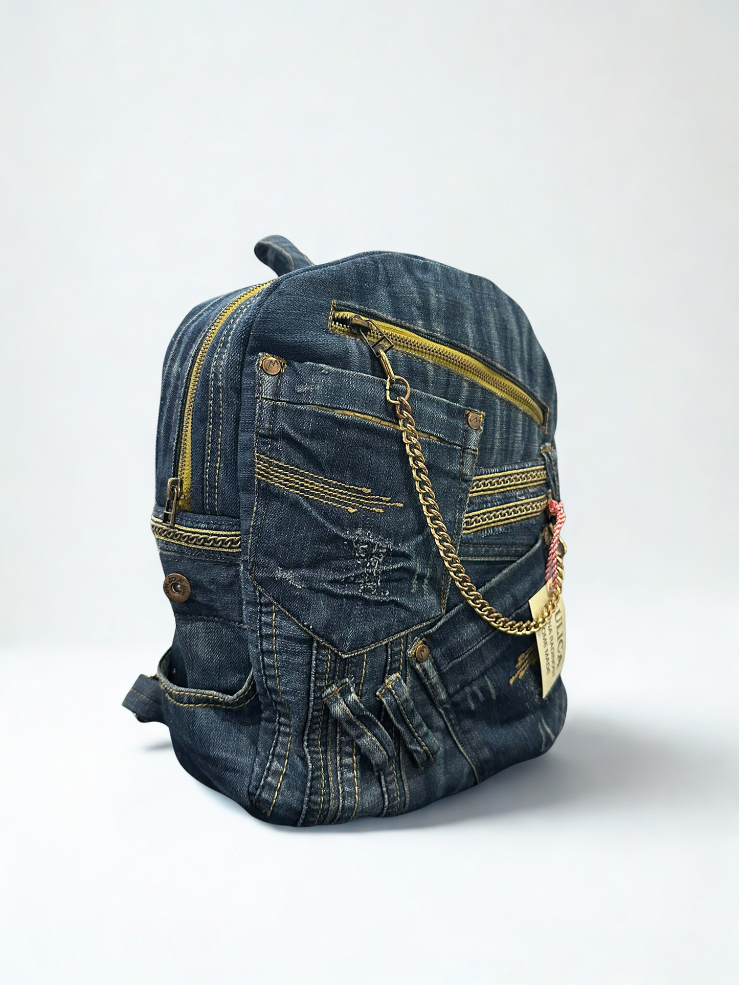 Unikatni Denim Ruksak – Golden Chain KIKY STORE