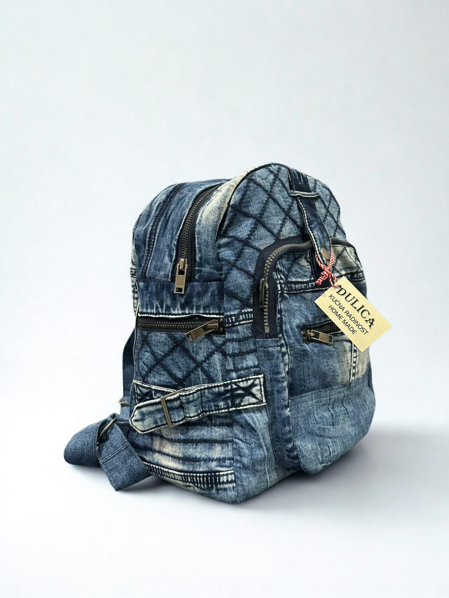 Denim ruksak – Quilt Blue Multi-Zip UNIKAT KIKY STORE