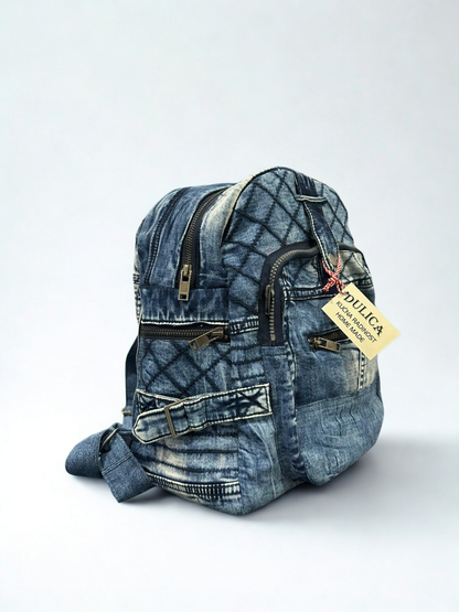 Denim ruksak – Quilt Blue Multi-Zip UNIKAT KIKY STORE