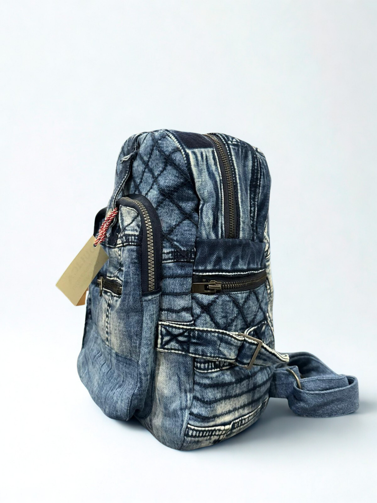 Denim ruksak – Quilt Blue Multi-Zip UNIKAT KIKY STORE
