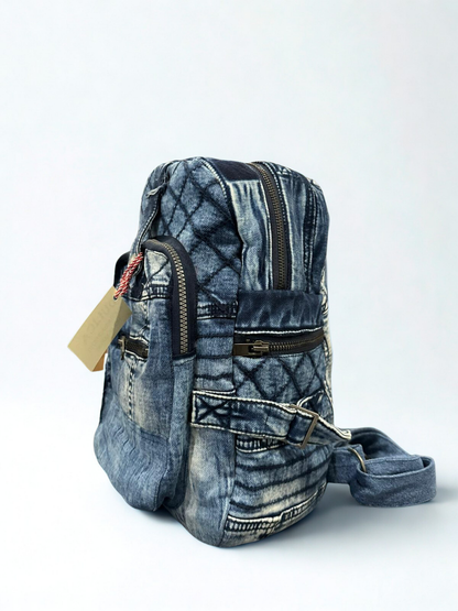 Denim ruksak – Quilt Blue Multi-Zip UNIKAT KIKY STORE
