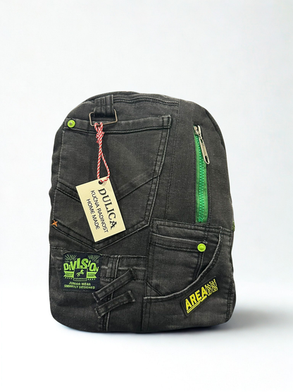 Denim ruksak “Black Green Urban” – UNIKAT KIKY STORE