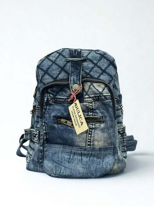 Denim ruksak – Quilt Blue Multi-Zip UNIKAT KIKY STORE