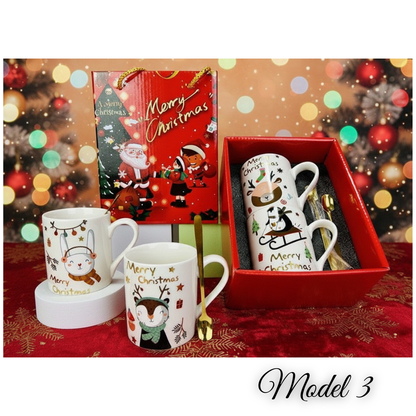 Božićni set od 2 šalice + 2 zlatne žličice – poklon pakiranje KIKY STORE