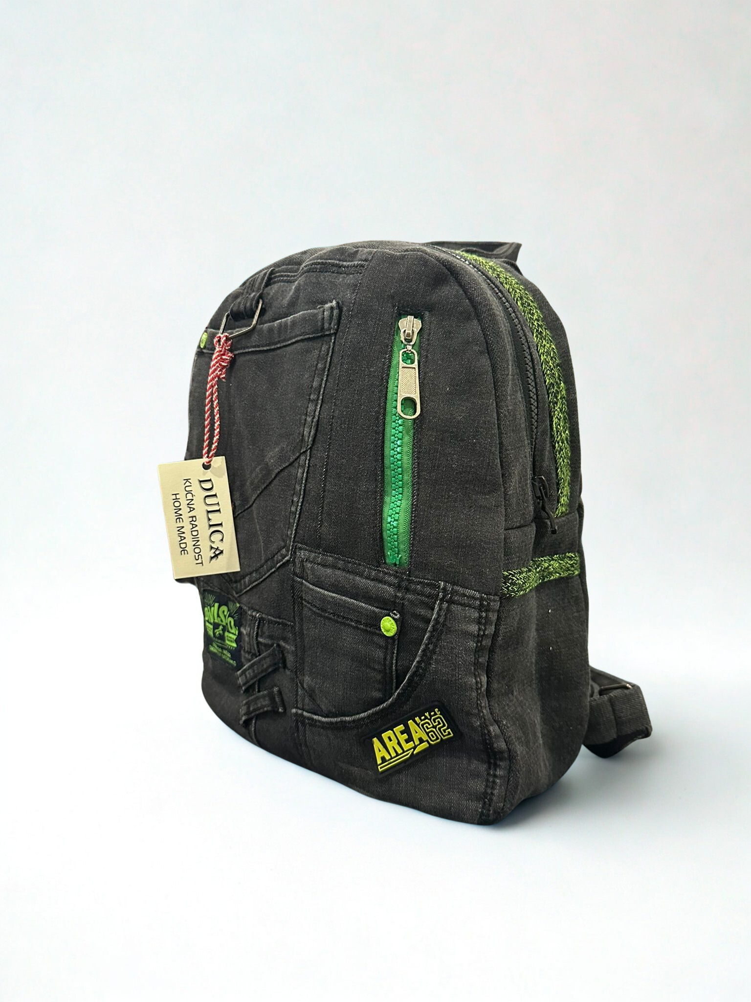 Denim ruksak “Black Green Urban” – UNIKAT KIKY STORE
