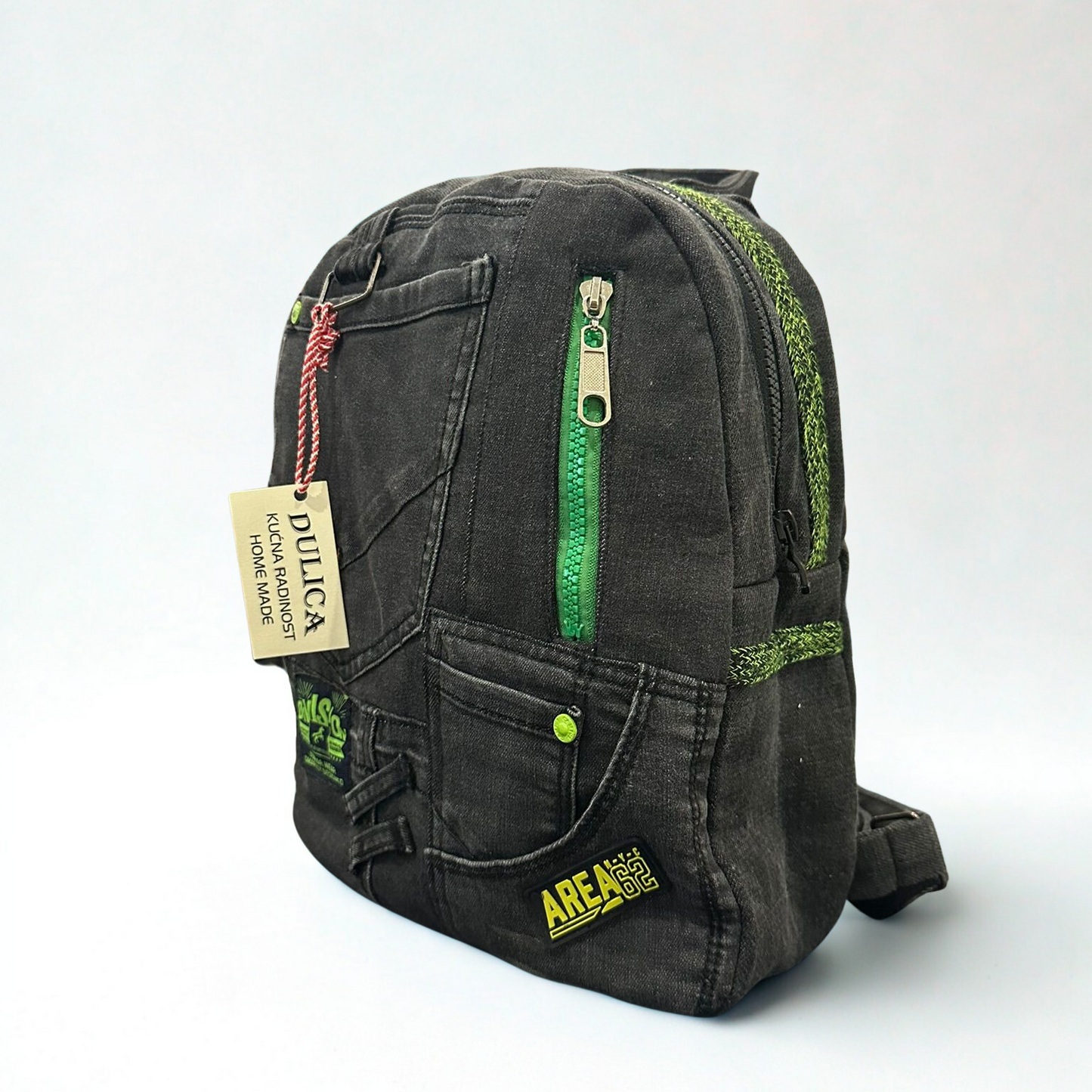 Denim ruksak “Black Green Urban” – UNIKAT KIKY STORE