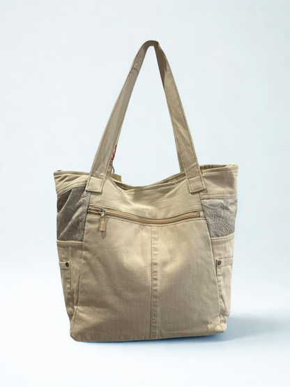 Unikatna platnena torba “Beige Vintage” – ručni rad KIKY STORE