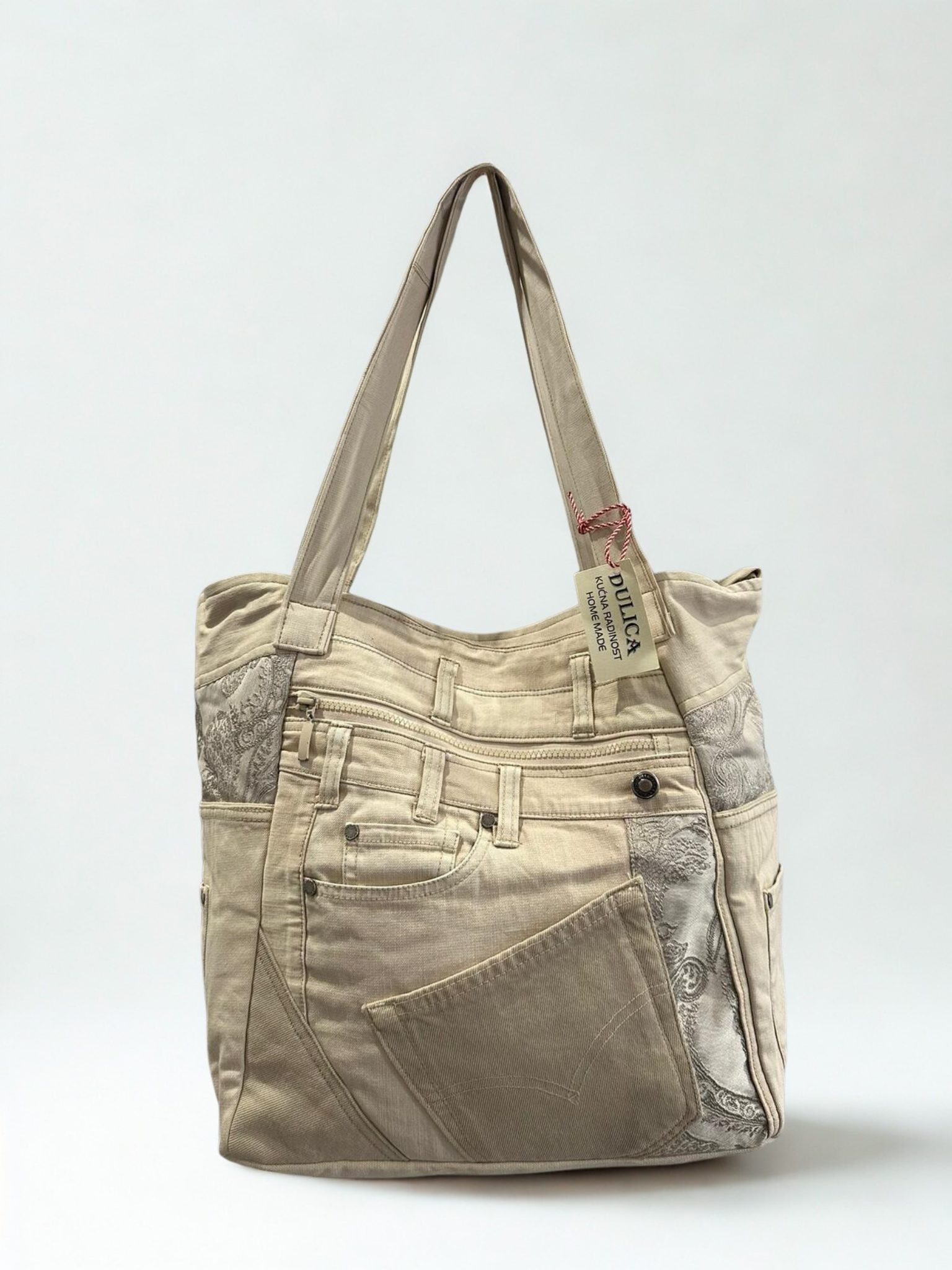 Unikatna platnena torba “Beige Vintage” – ručni rad KIKY STORE