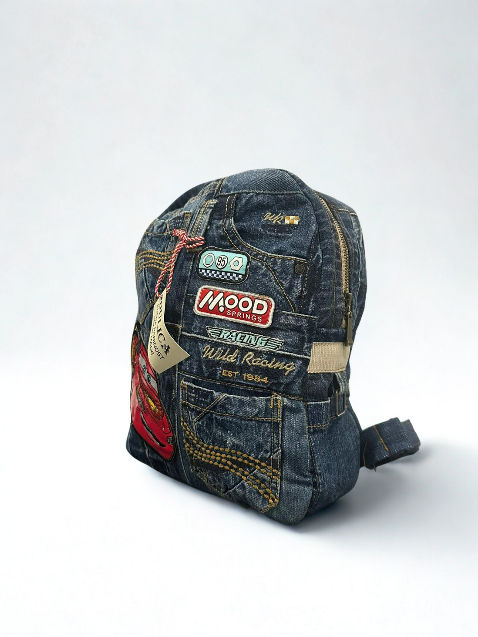 Denim ruksak “Little Racer” – Unikat 1/1 KIKY STORE