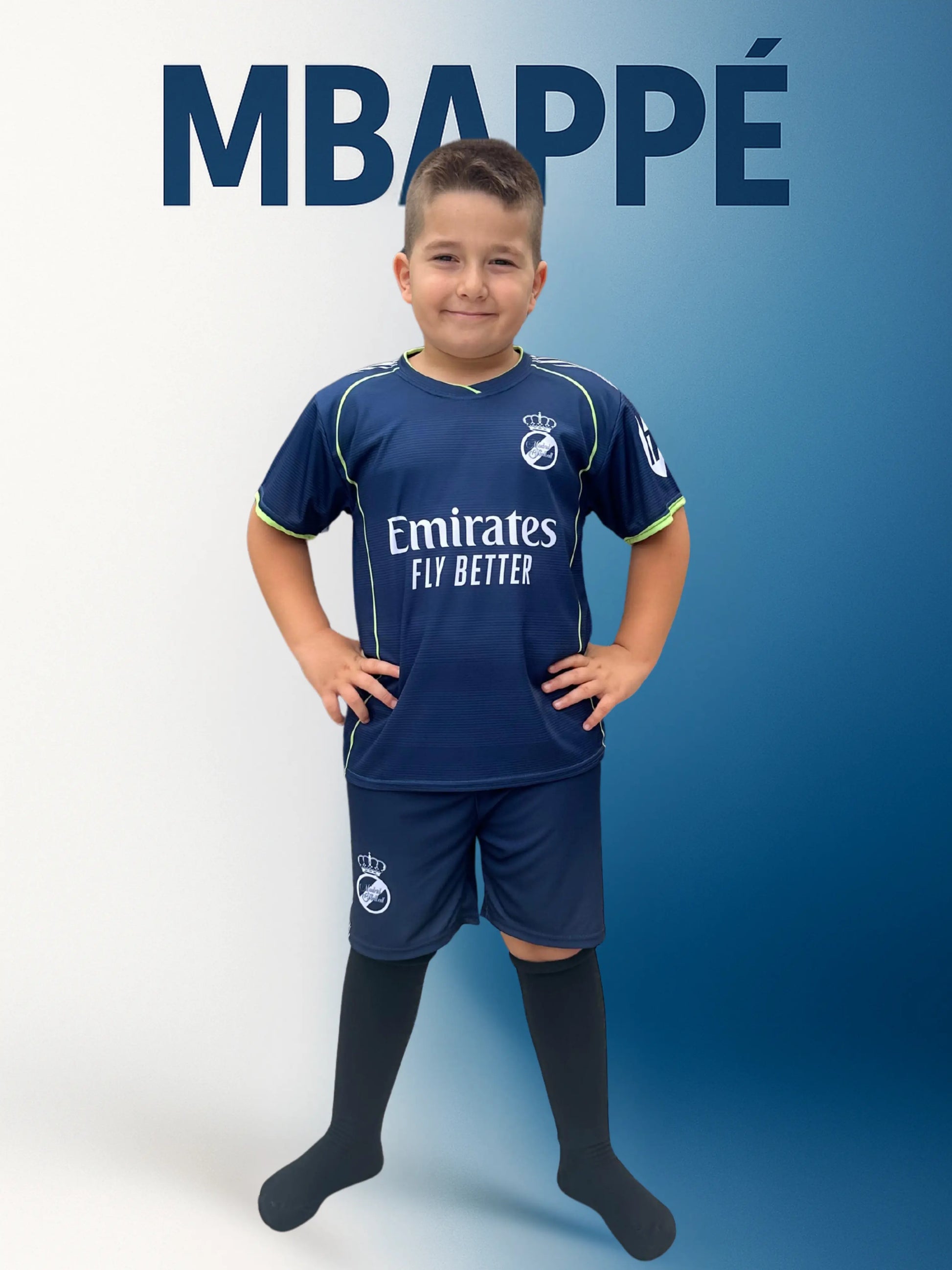 Dječji nogometni dres komplet Mbappe – Real BR 10 plavi KIKY STORE
