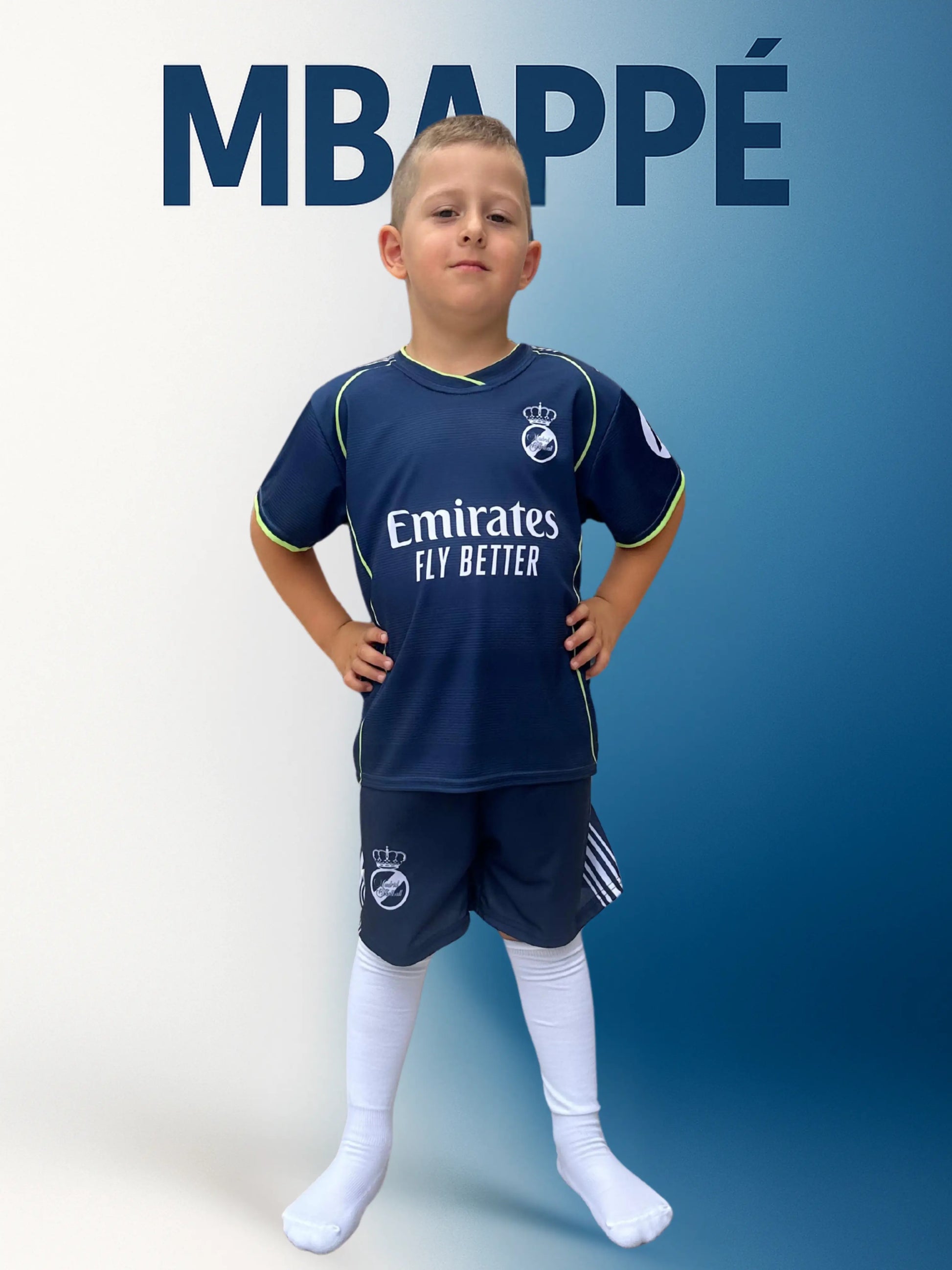 Dječji nogometni dres komplet Mbappe – Real BR 10 plavi KIKY STORE