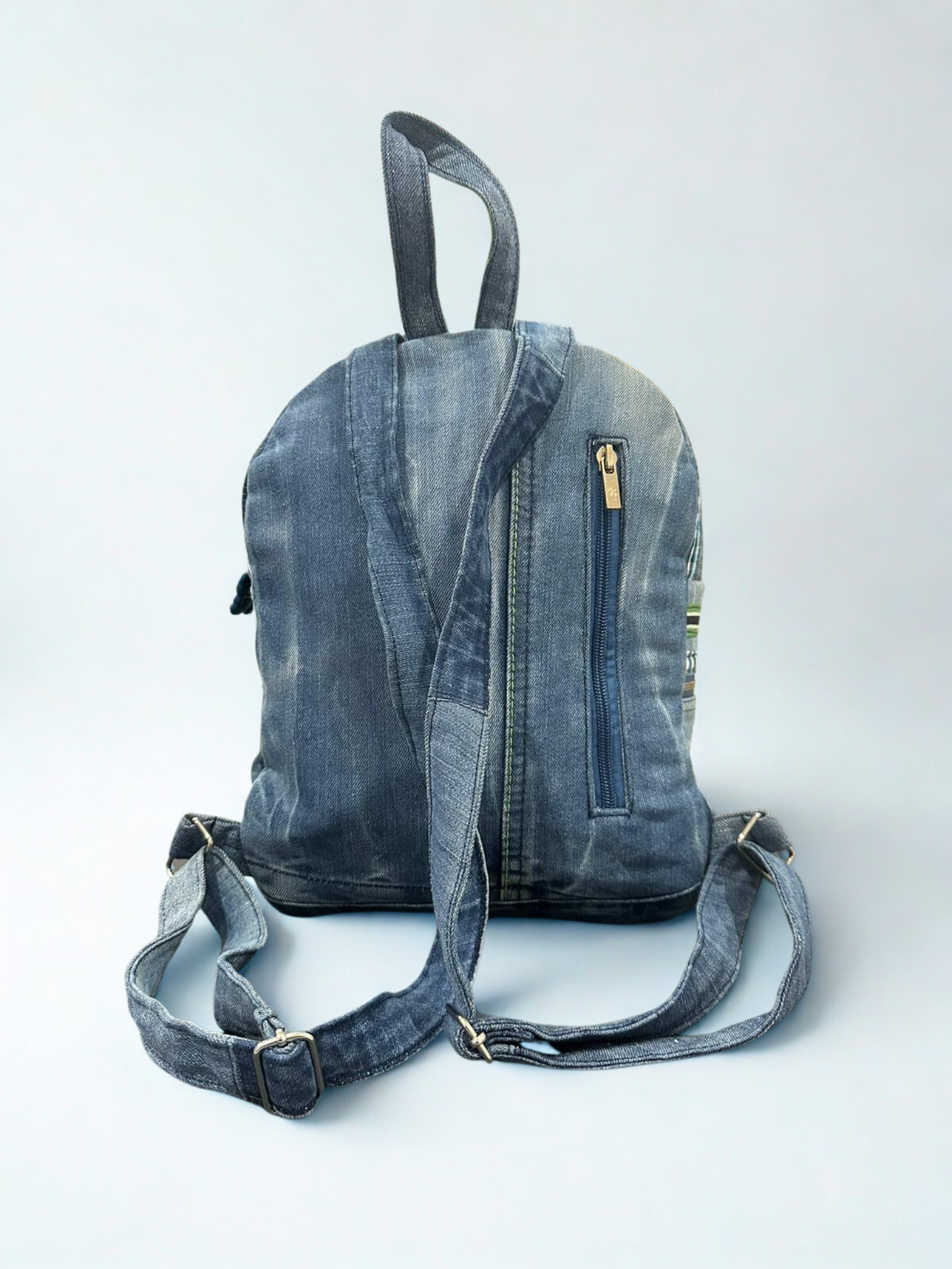 Denim ruksak “Green Buddy” – Unikat 1/1 KIKY STORE