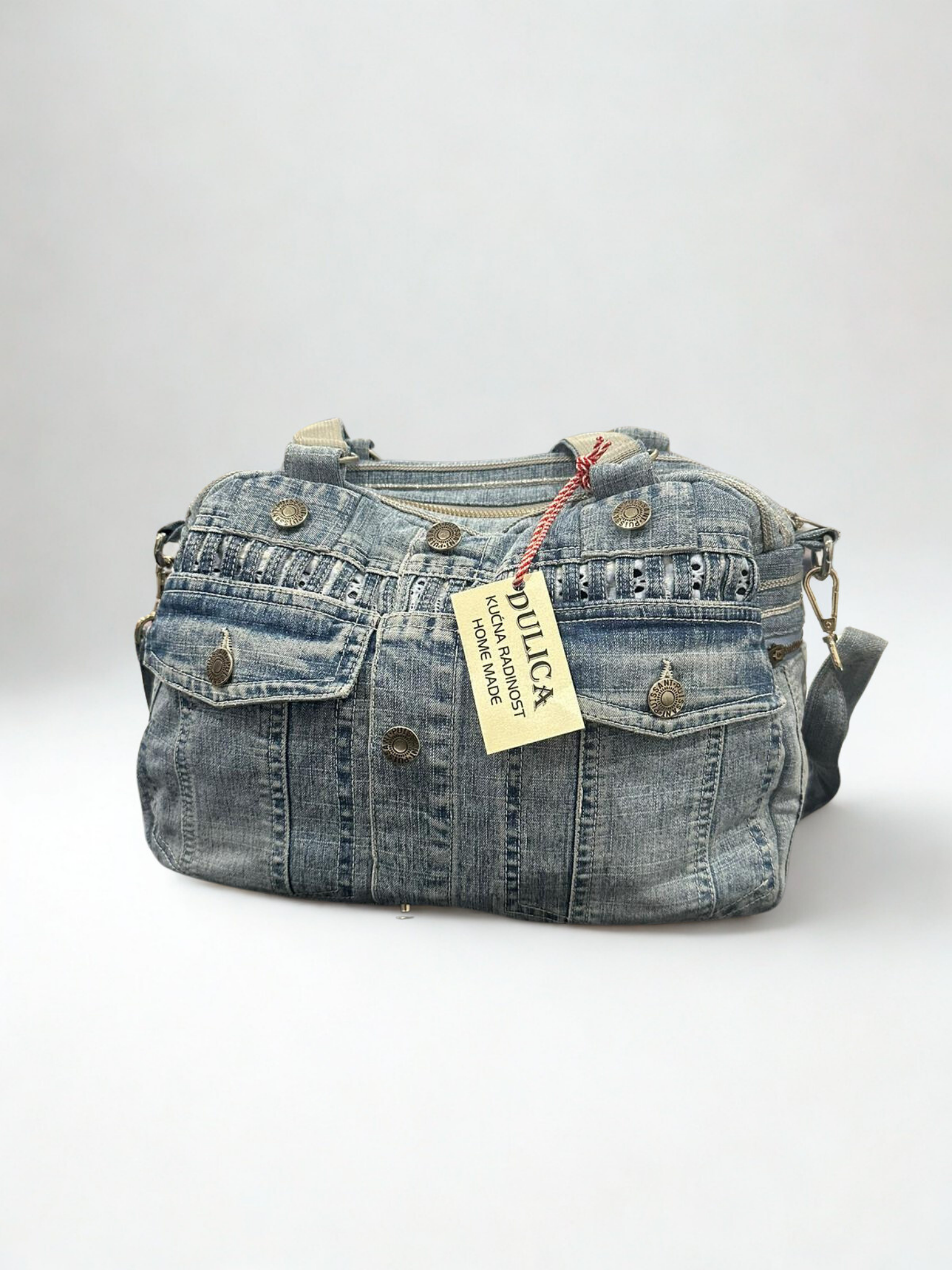 Denim torba “Vintage Lines” – ručni rad, KIKY STORE