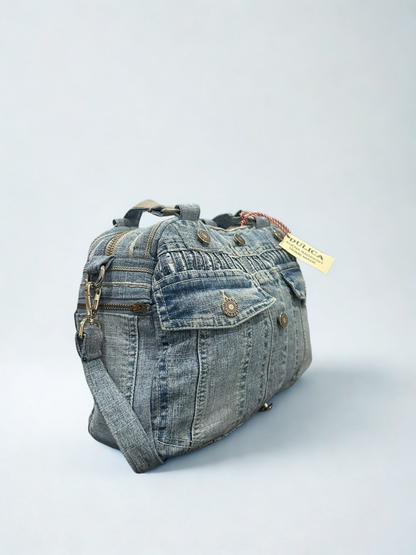 Denim torba “Vintage Lines” – ručni rad, KIKY STORE