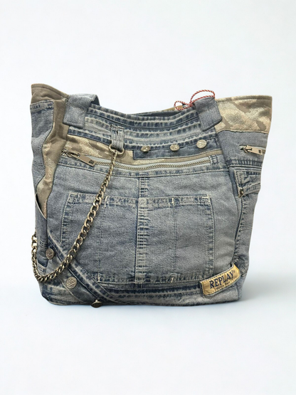 Denim torba “Urban Chain” – ručni rad, unikat KIKY STORE