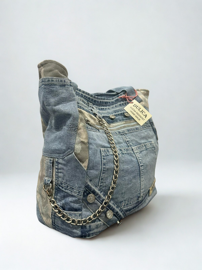 Denim torba “Urban Chain” – ručni rad, unikat KIKY STORE