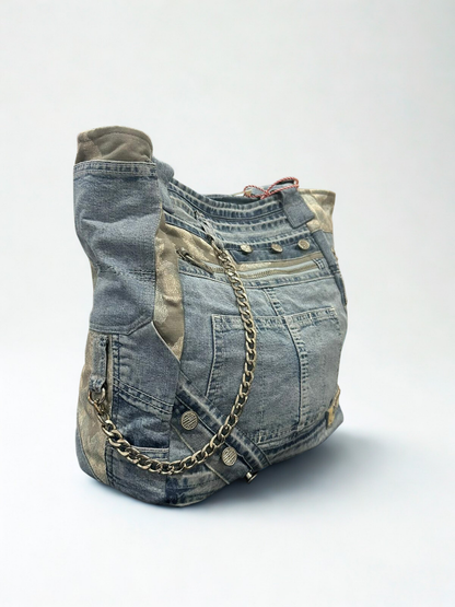 Denim torba “Urban Chain” – ručni rad, unikat KIKY STORE